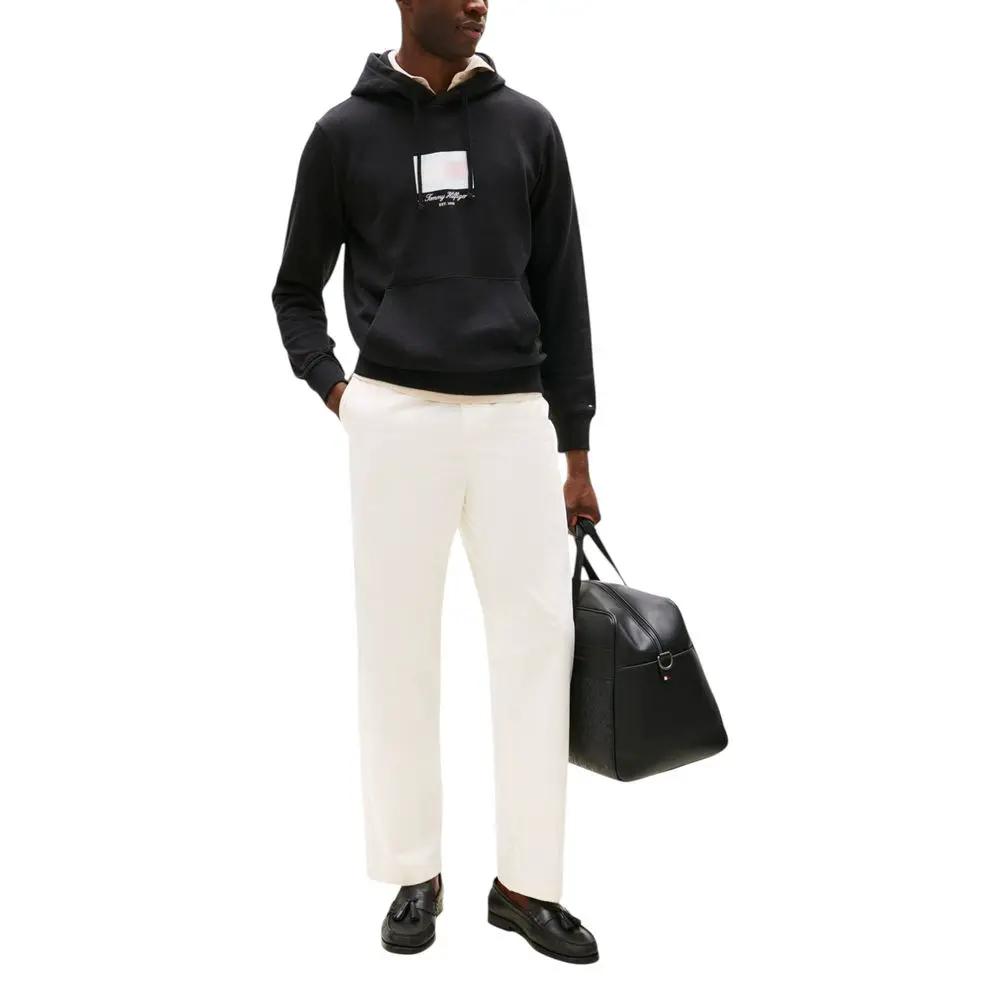 Sweat à capuche noir en coton recyclé Tommy Hilfiger