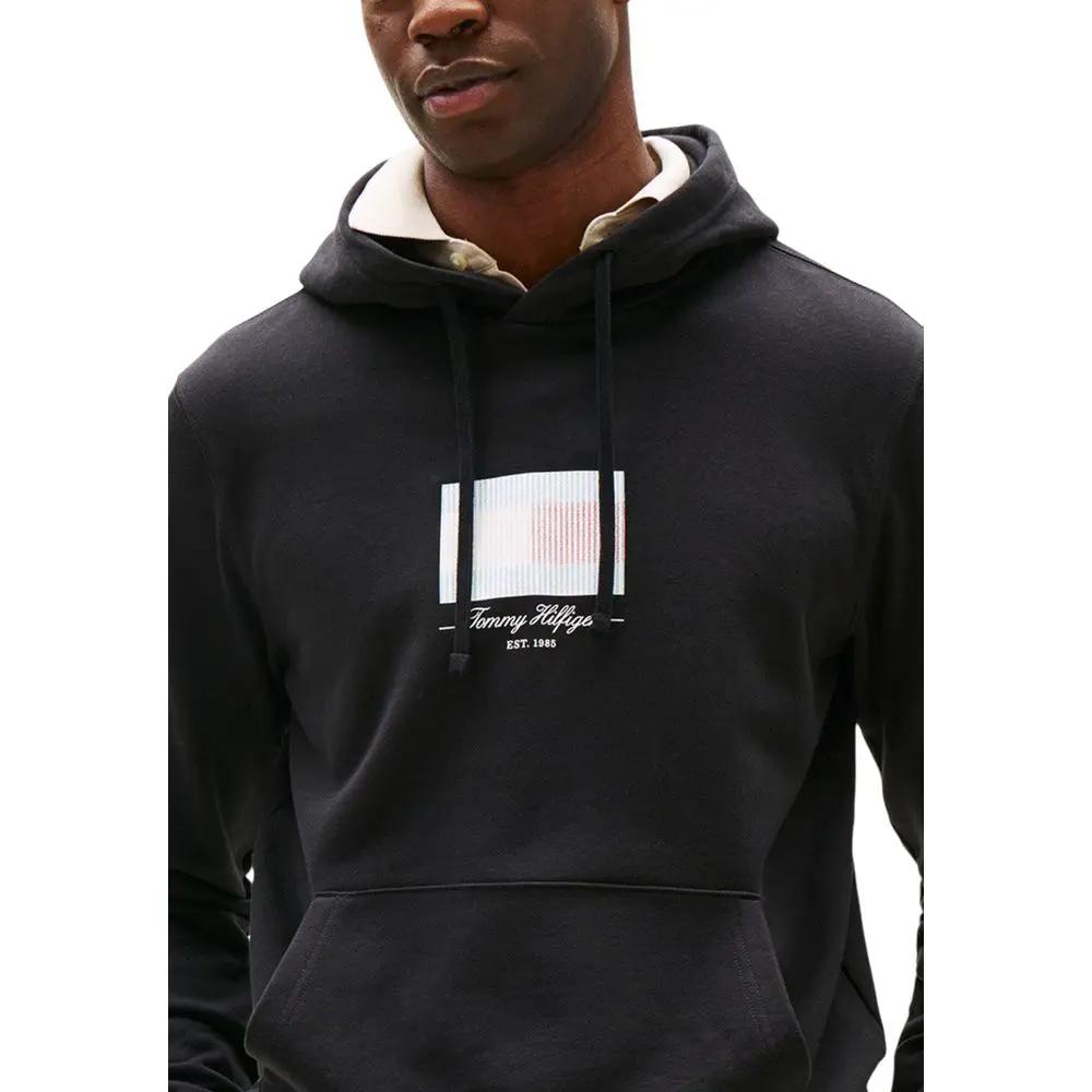 Sweat à capuche noir en coton recyclé Tommy Hilfiger