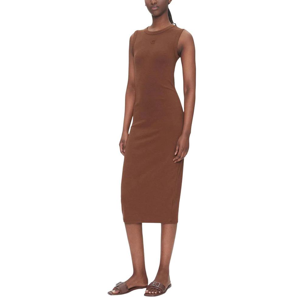 Robe longue en coton marron Calvin Klein Jeans