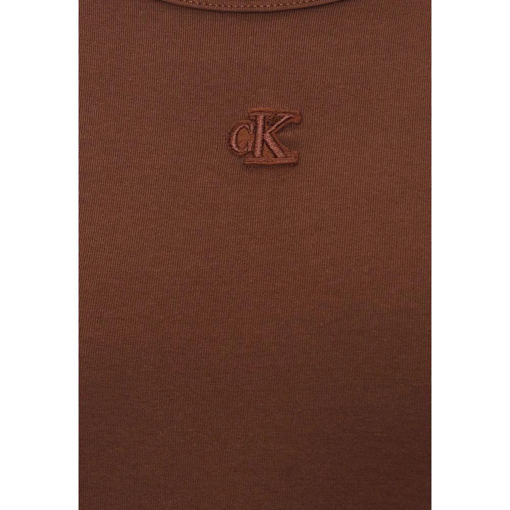 Robe longue en coton marron Calvin Klein Jeans