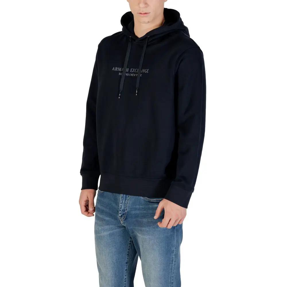 Sweat à capuche bleu en coton Armani Exchange