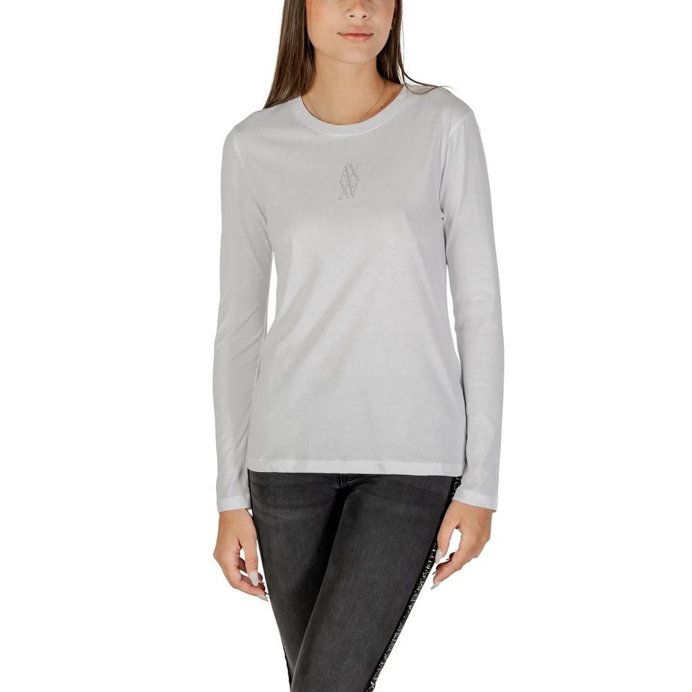 T-shirt à manches longues en coton blanc Armani Exchange