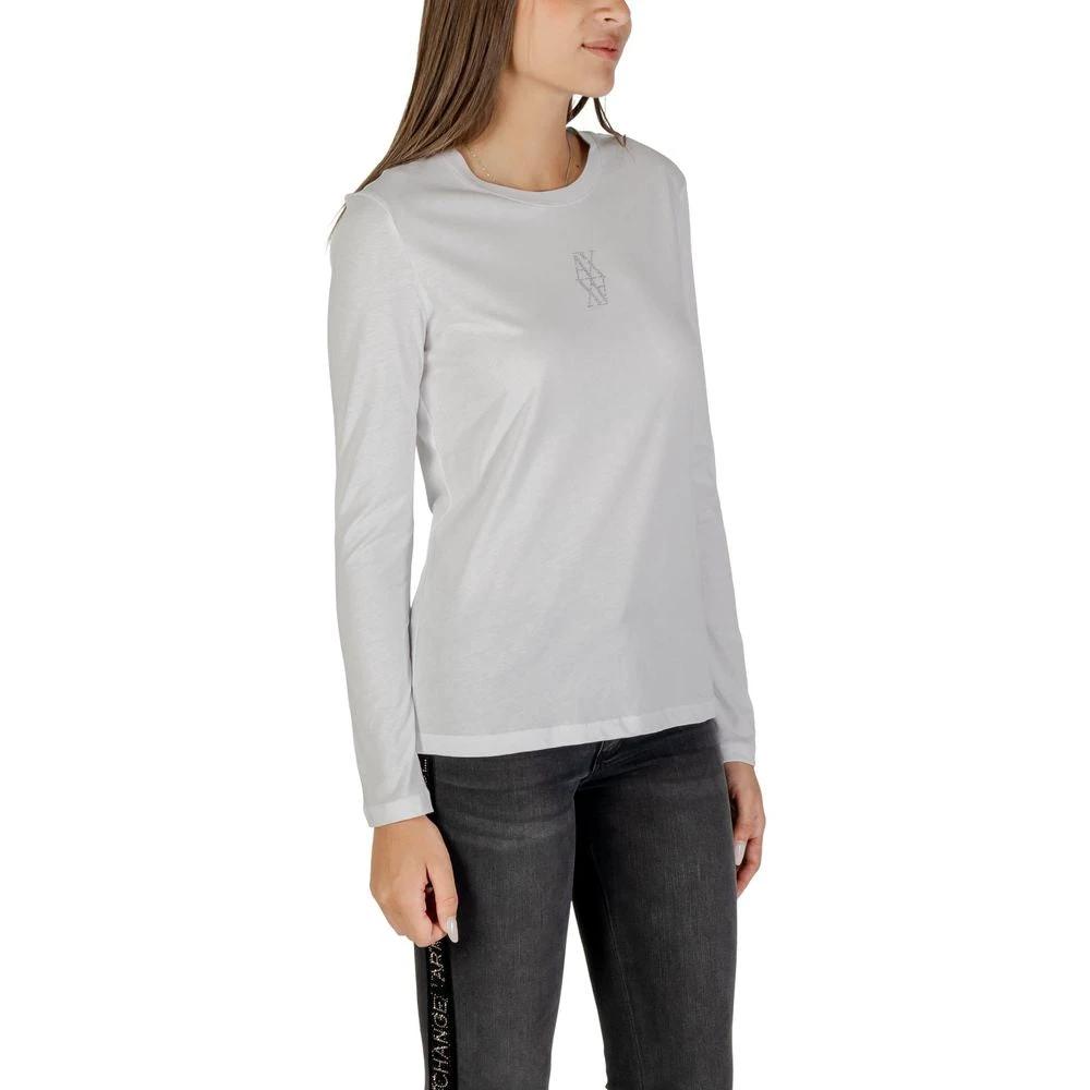 T-shirt à manches longues en coton blanc Armani Exchange