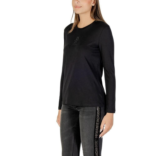 T-shirt à manches longues en coton noir Armani Exchange