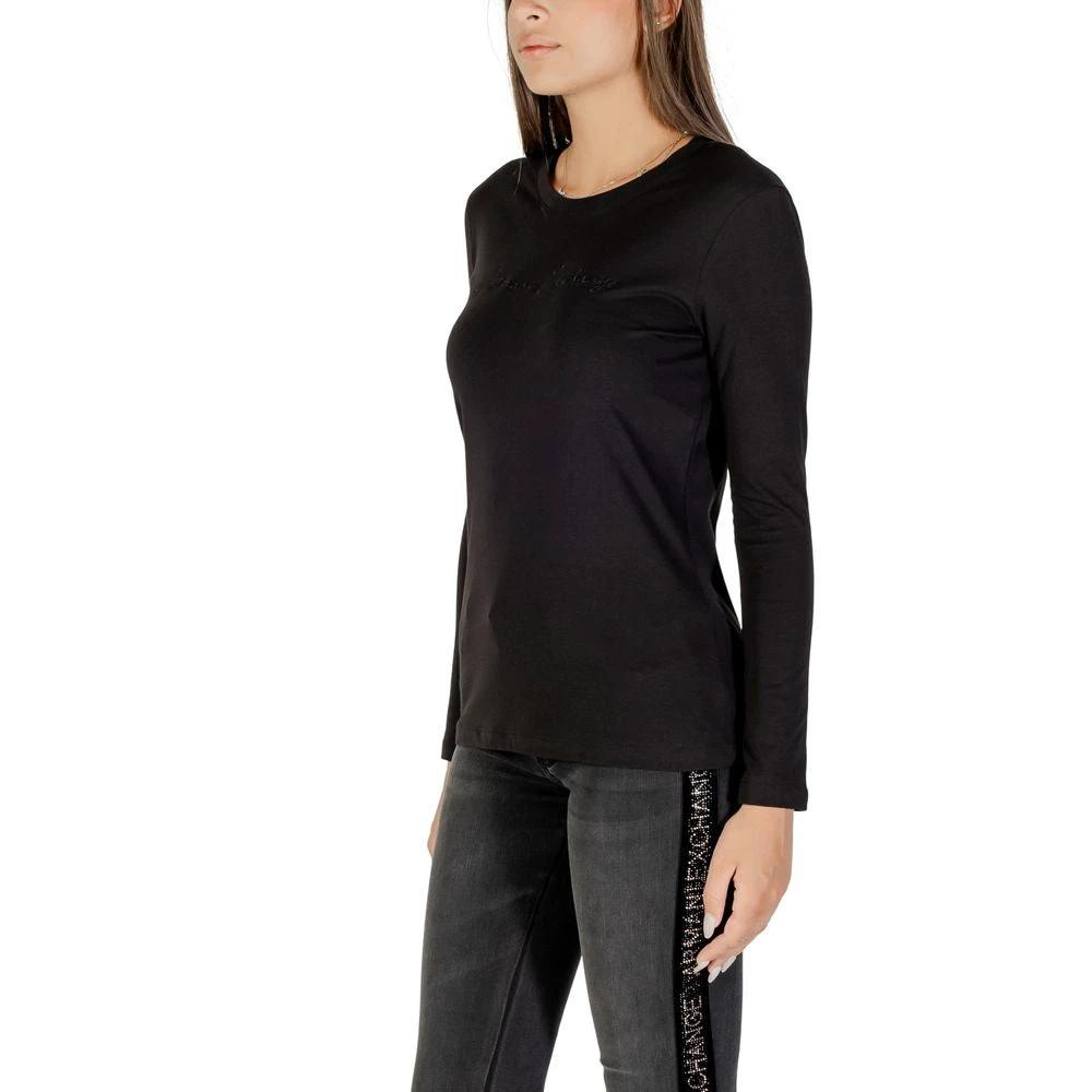 T-shirt à manches longues en coton noir Armani Exchange