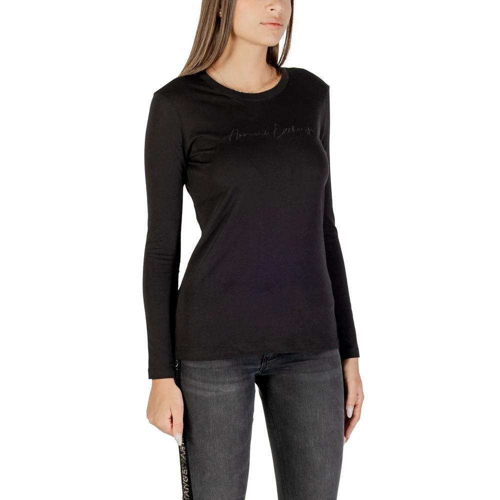 T-shirt à manches longues en coton noir Armani Exchange