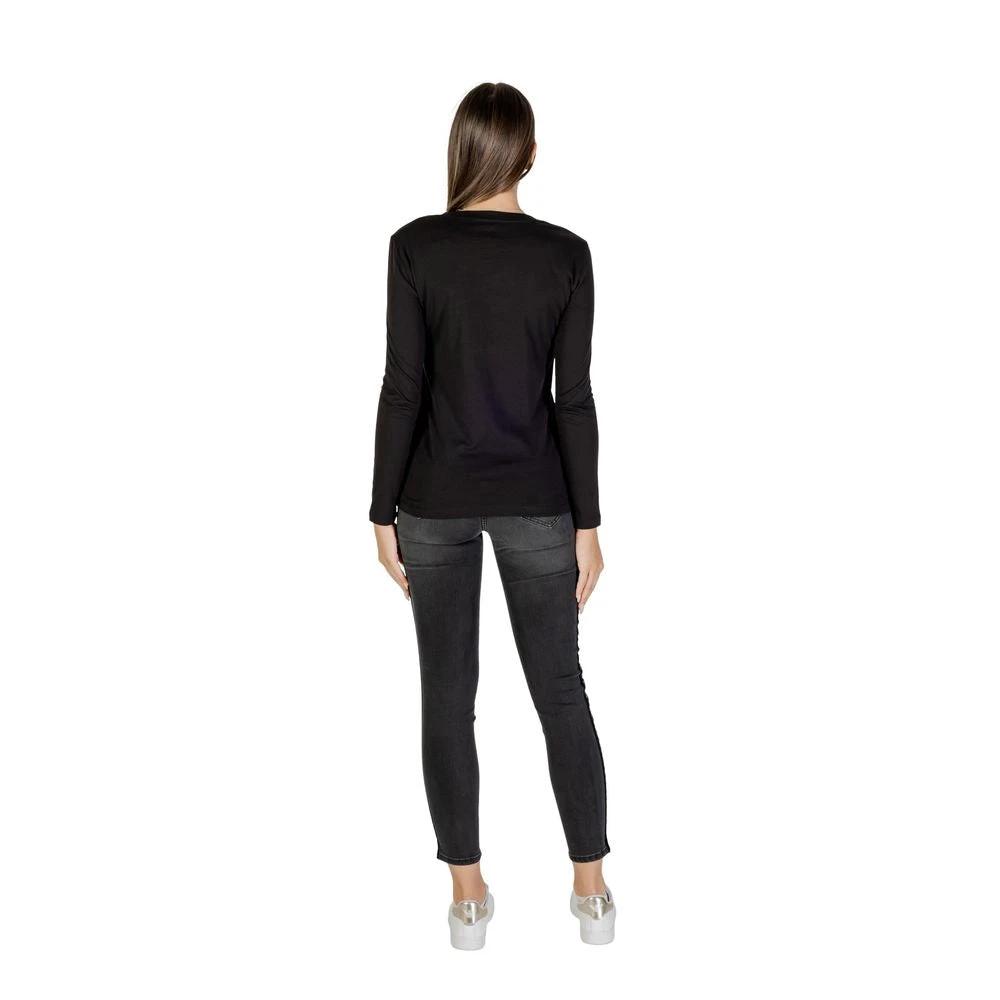 T-shirt à manches longues en coton noir Armani Exchange