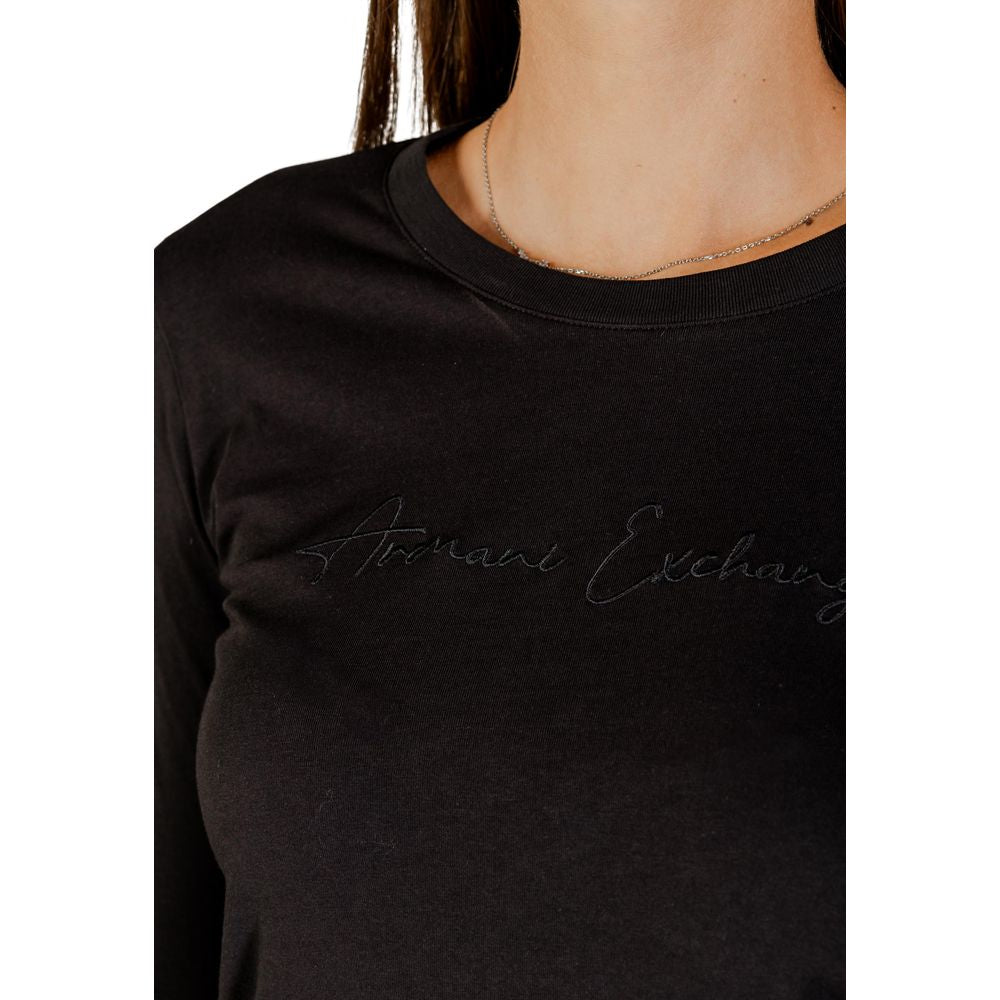 T-shirt à manches longues en coton noir Armani Exchange