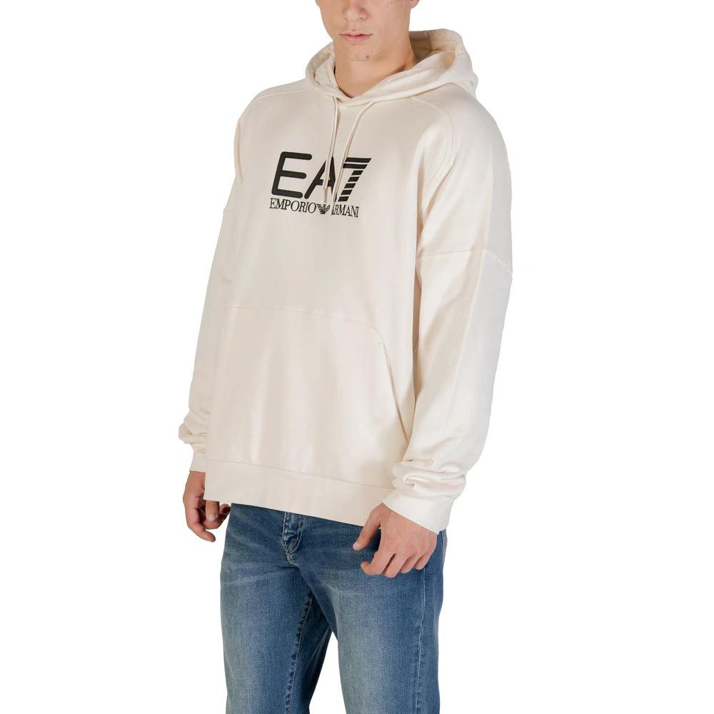 Sweat à capuche en coton noir et blanc EA7 Emporio Armani