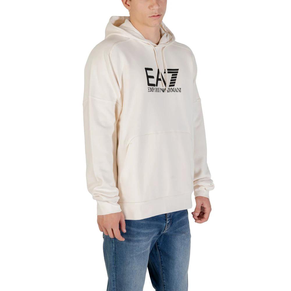 Sweat à capuche en coton noir et blanc EA7 Emporio Armani