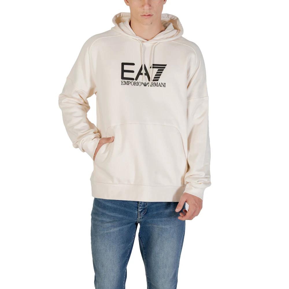 Sweat à capuche en coton noir et blanc EA7 Emporio Armani