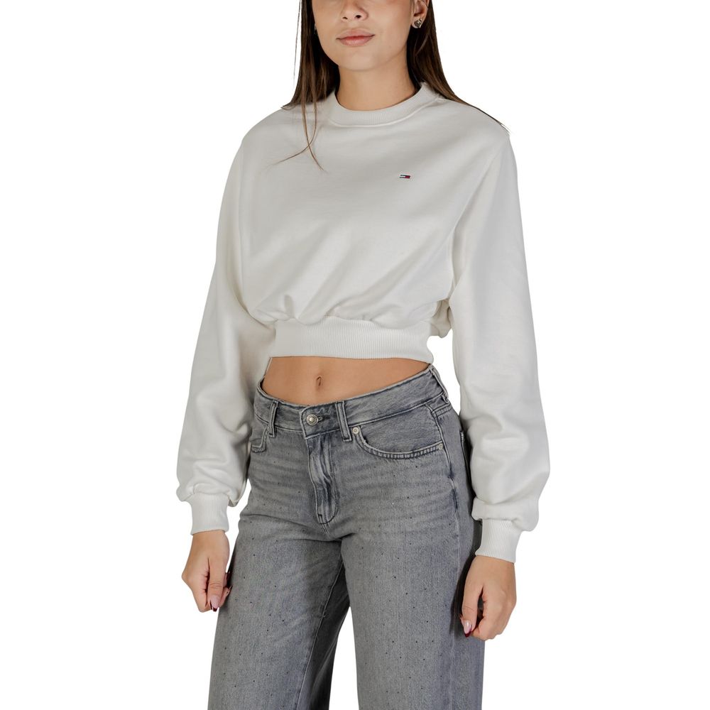Sweat-shirt Tommy Hilfiger Jeans crème en coton recyclé