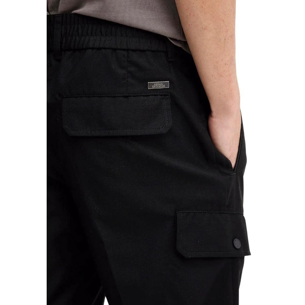 Pantalon décontracté noir en polyester Armani Exchange