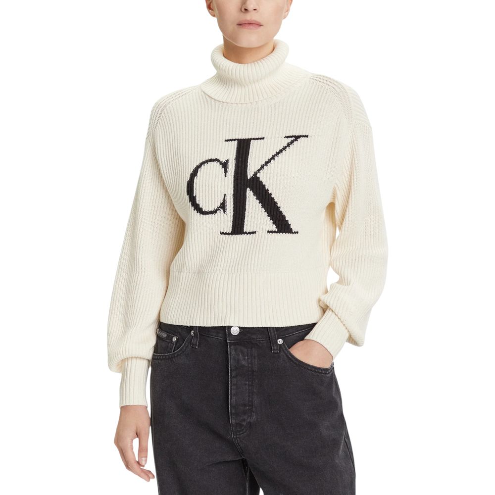 Sweat-shirt beige en coton Calvin Klein Jeans