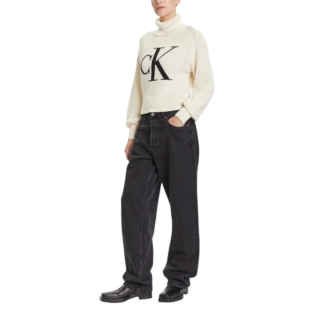 Sweat-shirt beige en coton Calvin Klein Jeans
