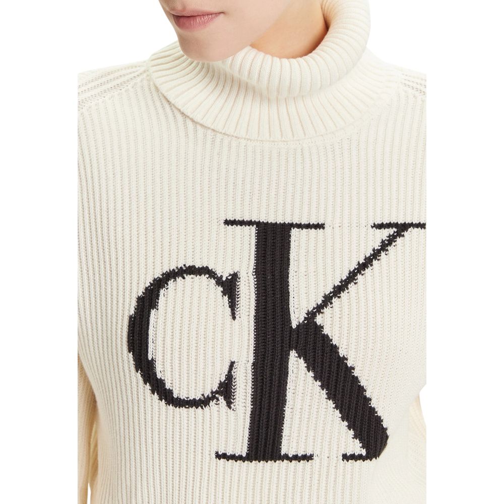 Sweat-shirt beige en coton Calvin Klein Jeans