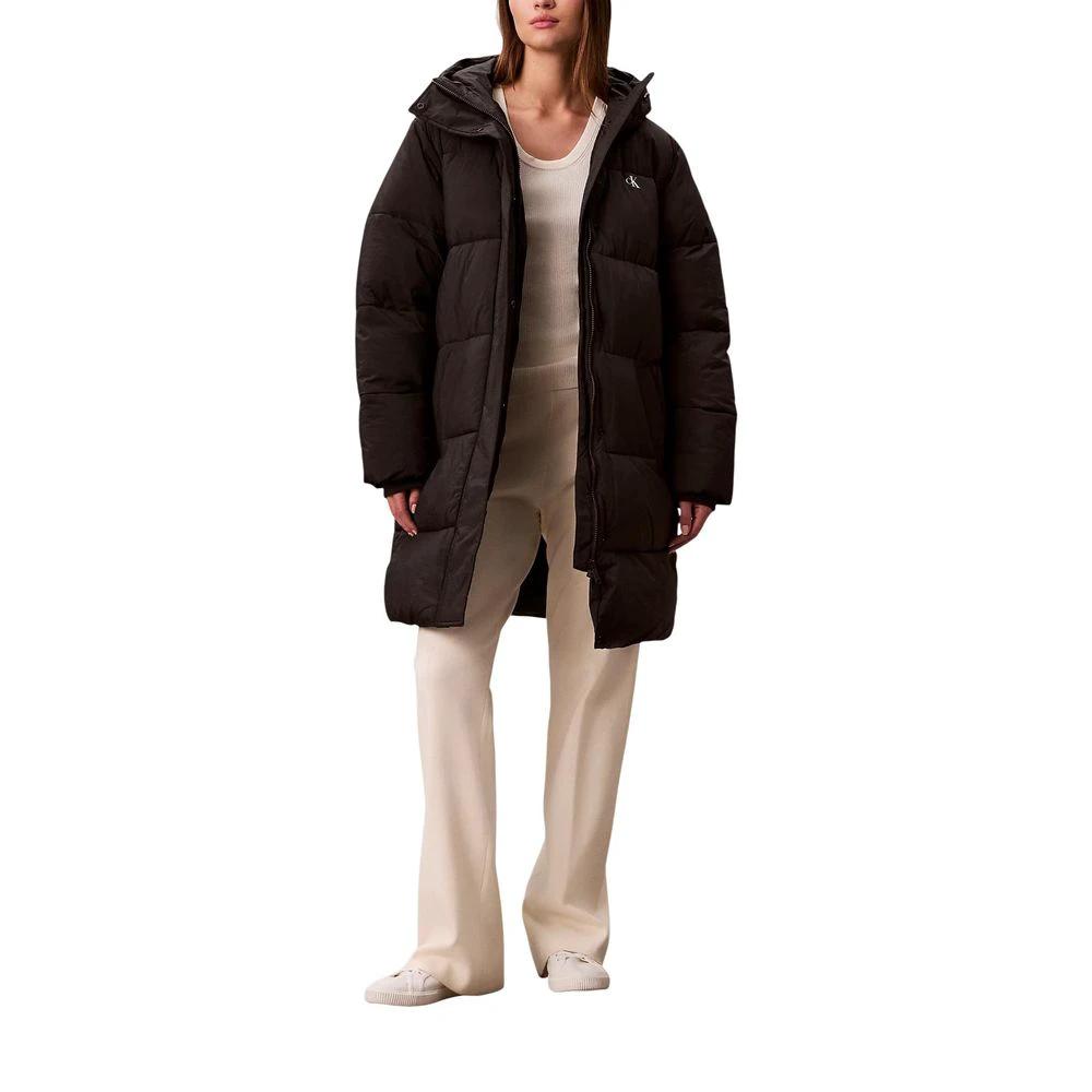 Women’s Black Puffer Coat – Calvin Klein Belted Midweight Hooded Jacket