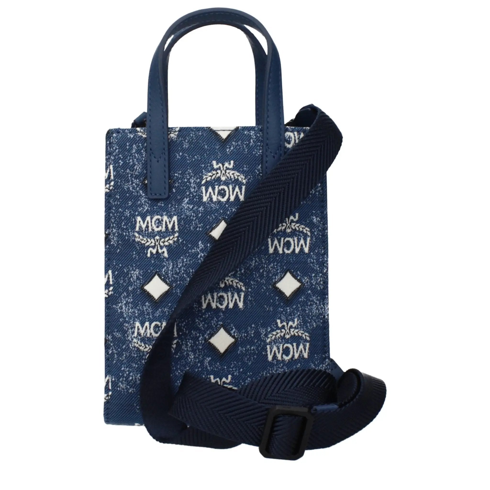 Sac à bandoulière en tissu bleu pour homme – Logo MCM