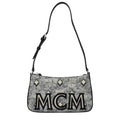 Women’s Grey Fabric Crossbody Bag – MCM Logo Adjustable Shoulder Bag