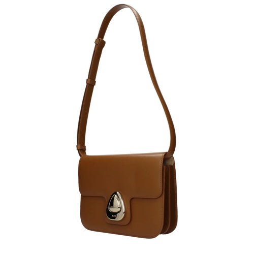 Sac bandoulière en cuir marron APC