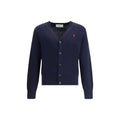 Men’s Blue Wool Cardigan – Ami Paris Ami de Cœur Logo Knit SS26