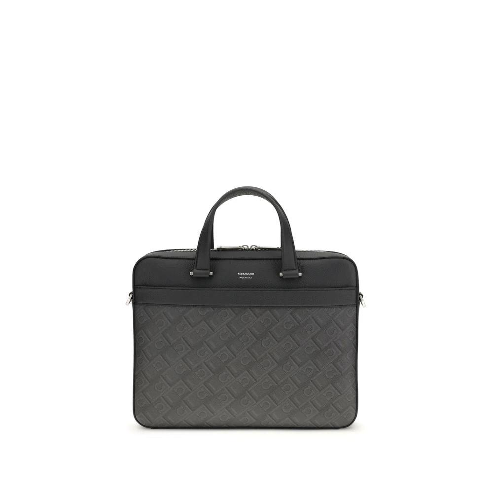 Porte-documents Ferragamo Bos Taurus en cuir de veau gris