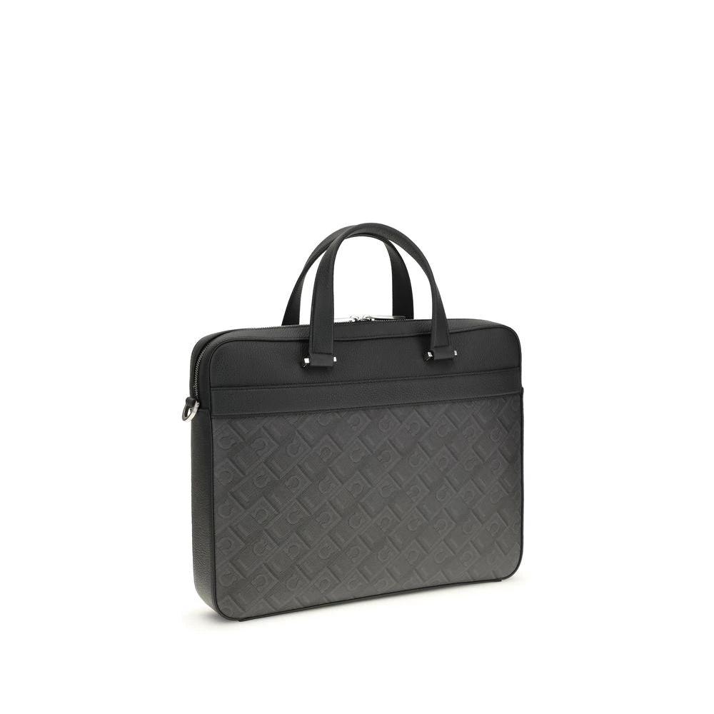 Porte-documents Ferragamo Bos Taurus en cuir de veau gris