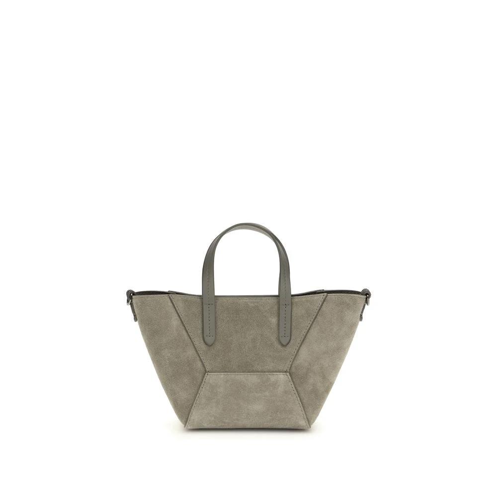 Brunello Cucinelli Brown Calf Leather Bos Taurus Shoulder Bag
