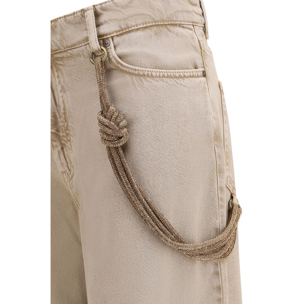 PINKO Jean beige en coton coupe décontractée