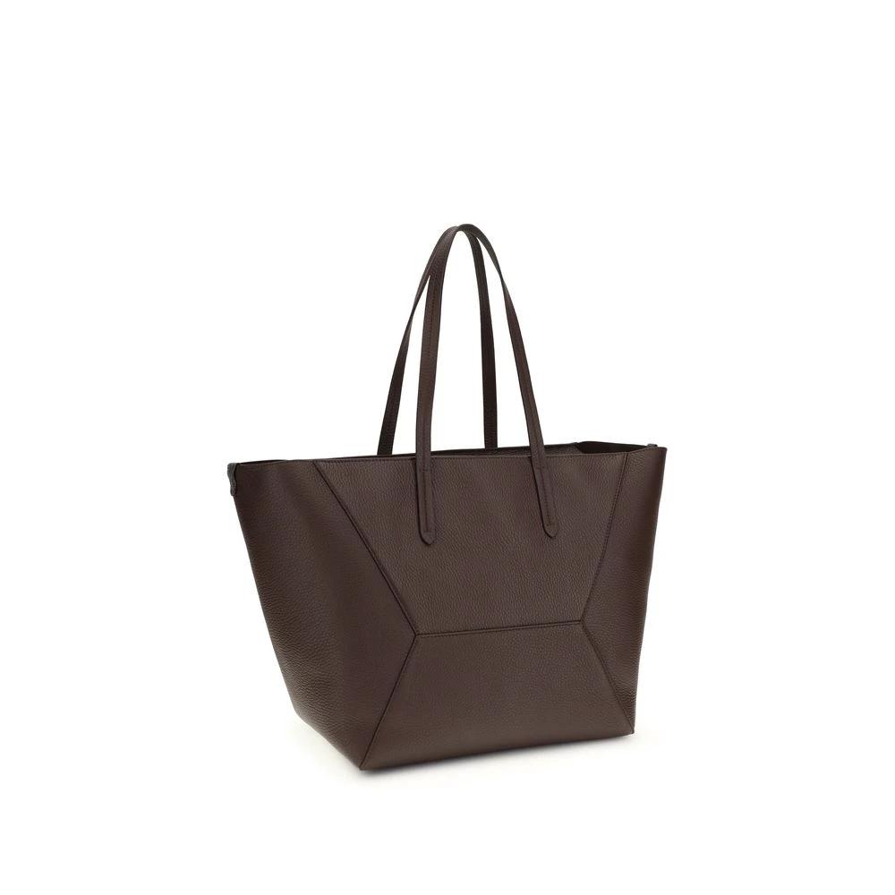 Women’s Brown Leather Tote Bag – Brunello Cucinelli Hammered Leather Designer Bag