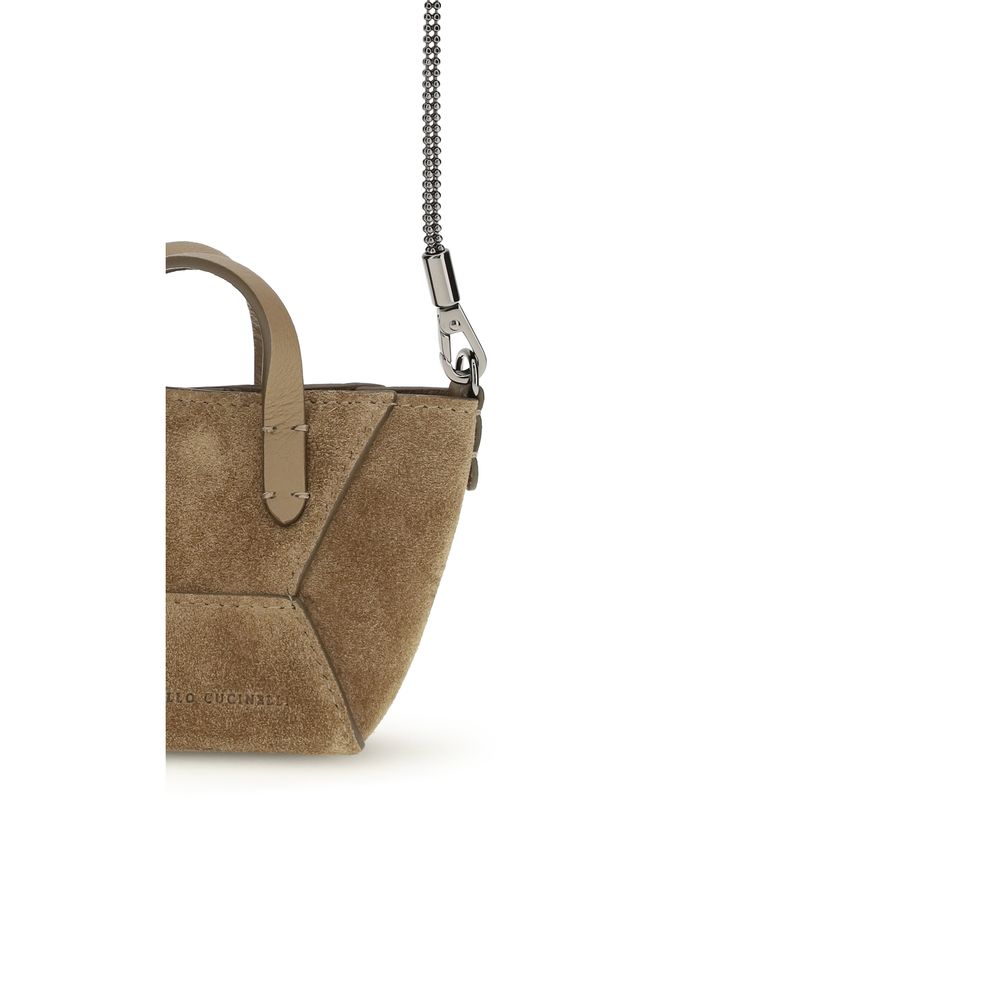 Sac bandoulière Bos Taurus en cuir de veau marron Brunello Cucinelli