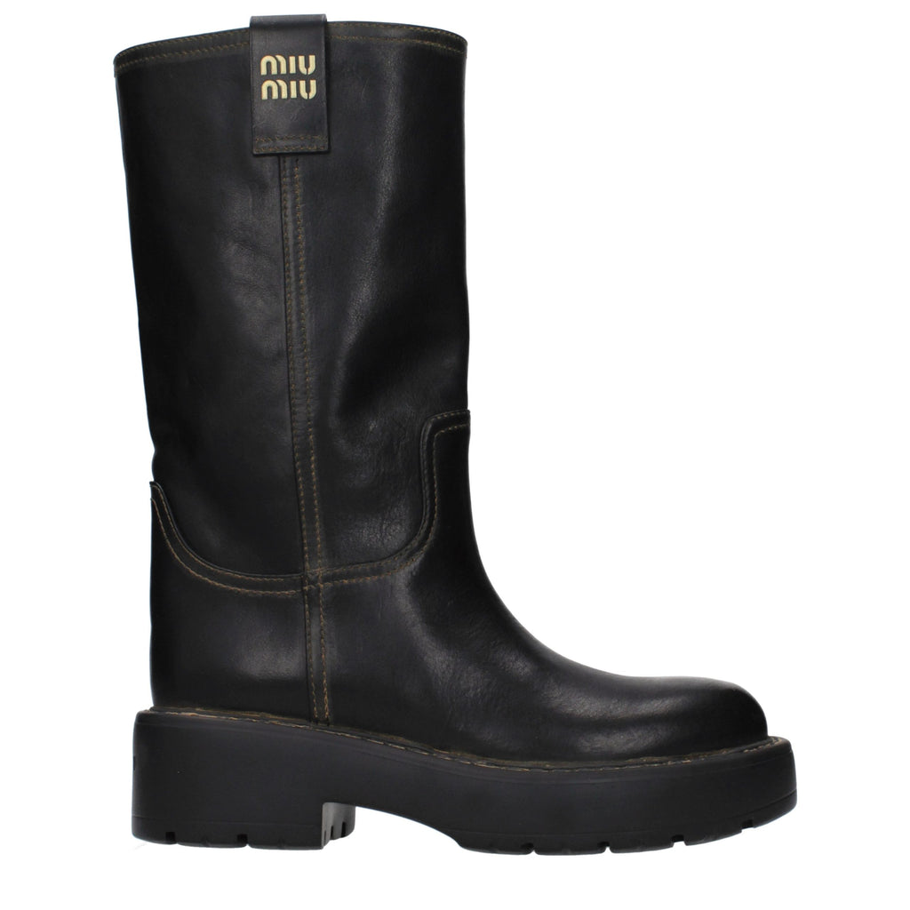 Miu Miu Black Leather Boots