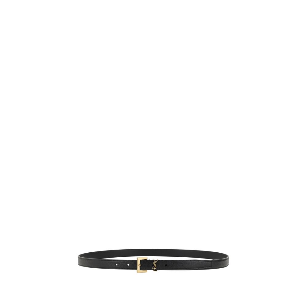 Ceinture Saint Laurent Bos Taurus Regular en cuir de veau noir