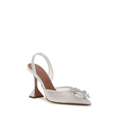 Escarpins à plateforme en polyester blanc Amina Muaddi