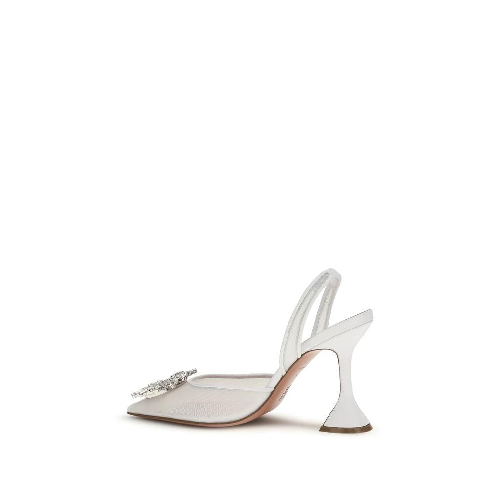 Amina Muaddi White Polyester Platform Pumps