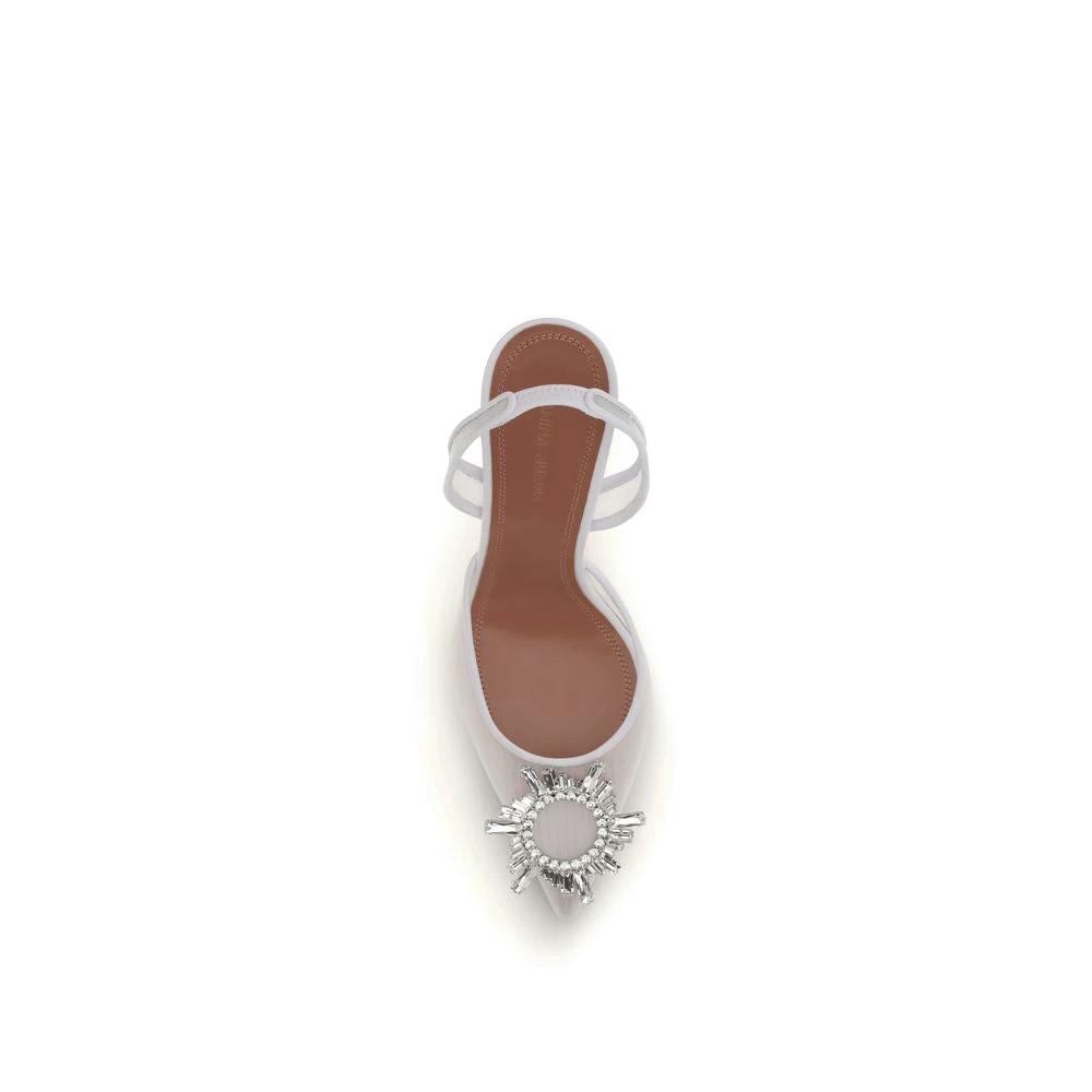 Amina Muaddi White Polyester Platform Pumps