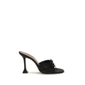 Amina Muaddi Black Fabric Stiletto Heel Sandals