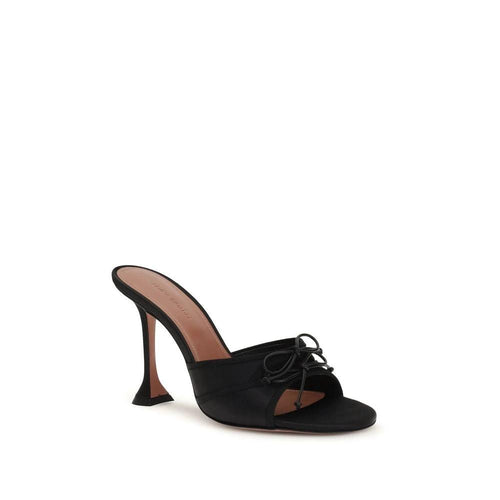 Sandales à talons aiguilles en tissu noir Amina Muaddi