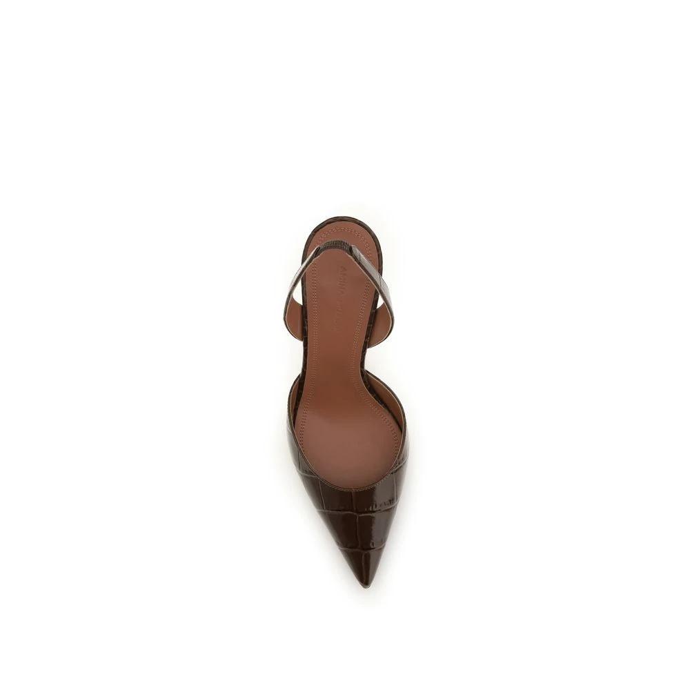 Escarpins à talons hauts Bos Taurus en cuir de veau marron d'Amina Muaddi
