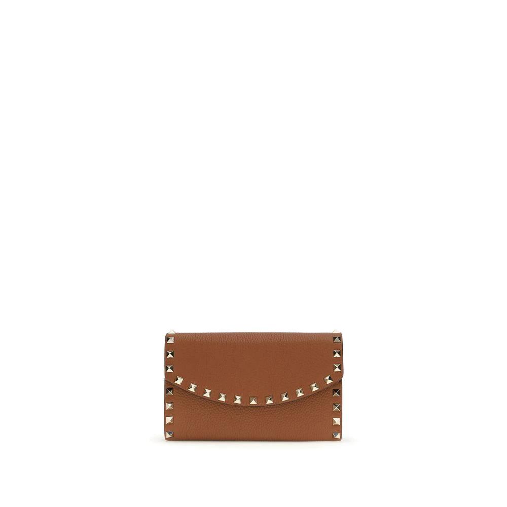 Portefeuille Valentino Garavani Bos Taurus en cuir de veau marron