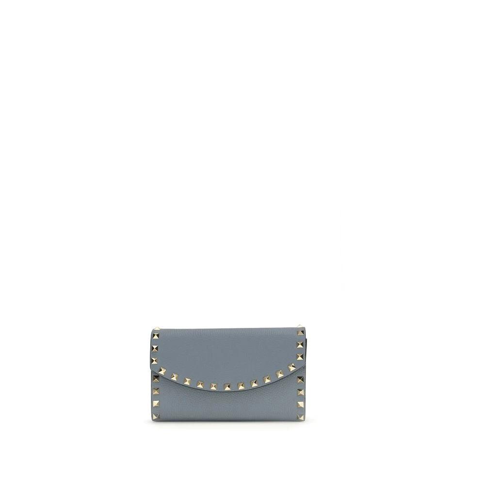 Portefeuille Valentino Garavani Bos Taurus en cuir de veau bleu