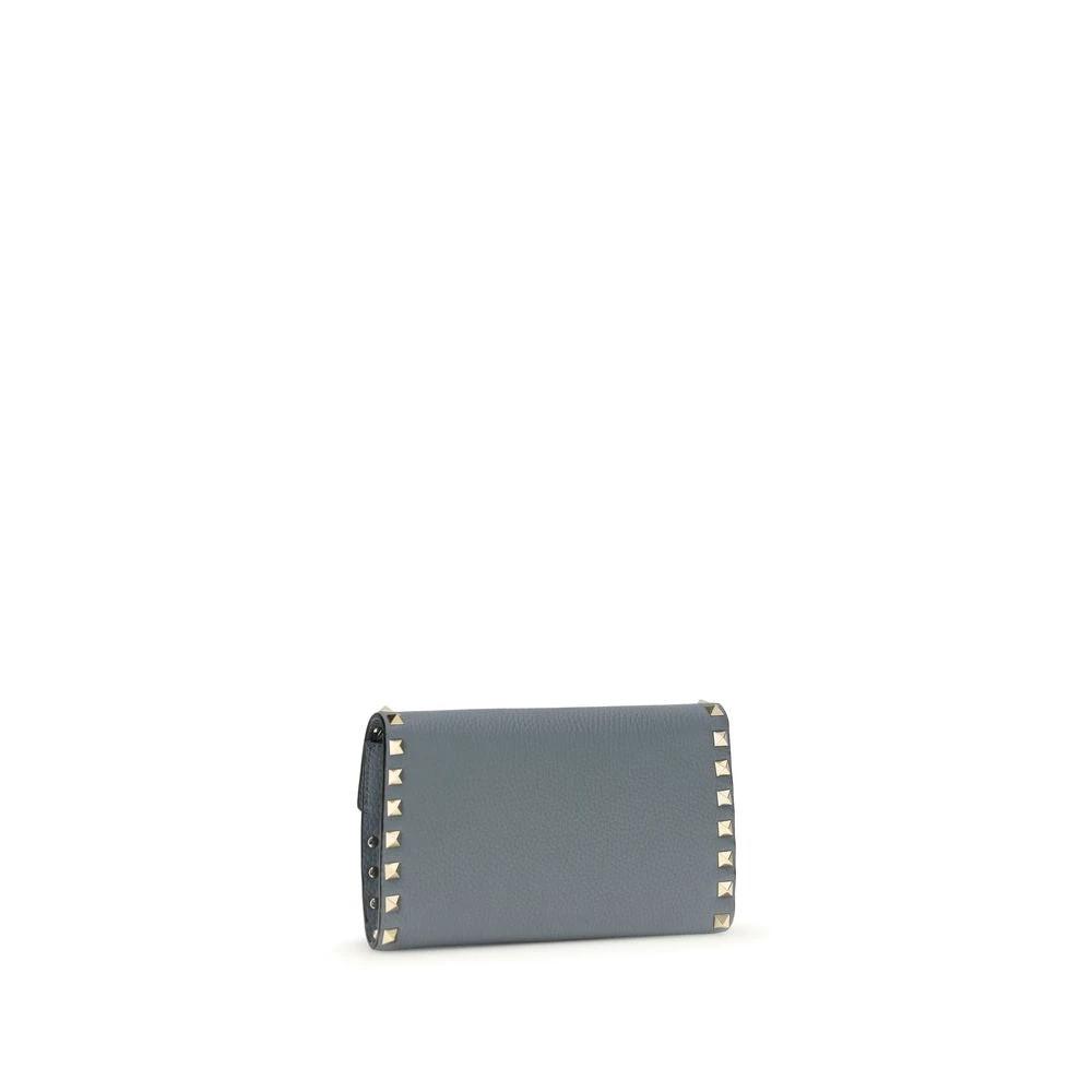 Portefeuille Valentino Garavani Bos Taurus en cuir de veau bleu