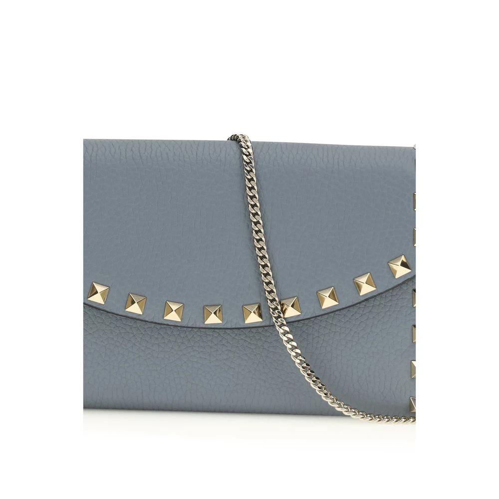 Portefeuille Valentino Garavani Bos Taurus en cuir de veau bleu