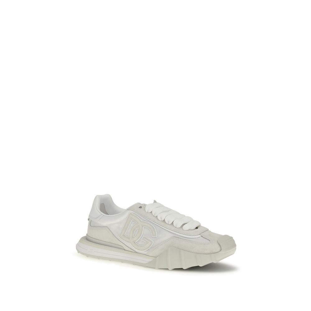 Dolce & Gabbana White Calf Leather Bos Taurus Athletic Sneakers