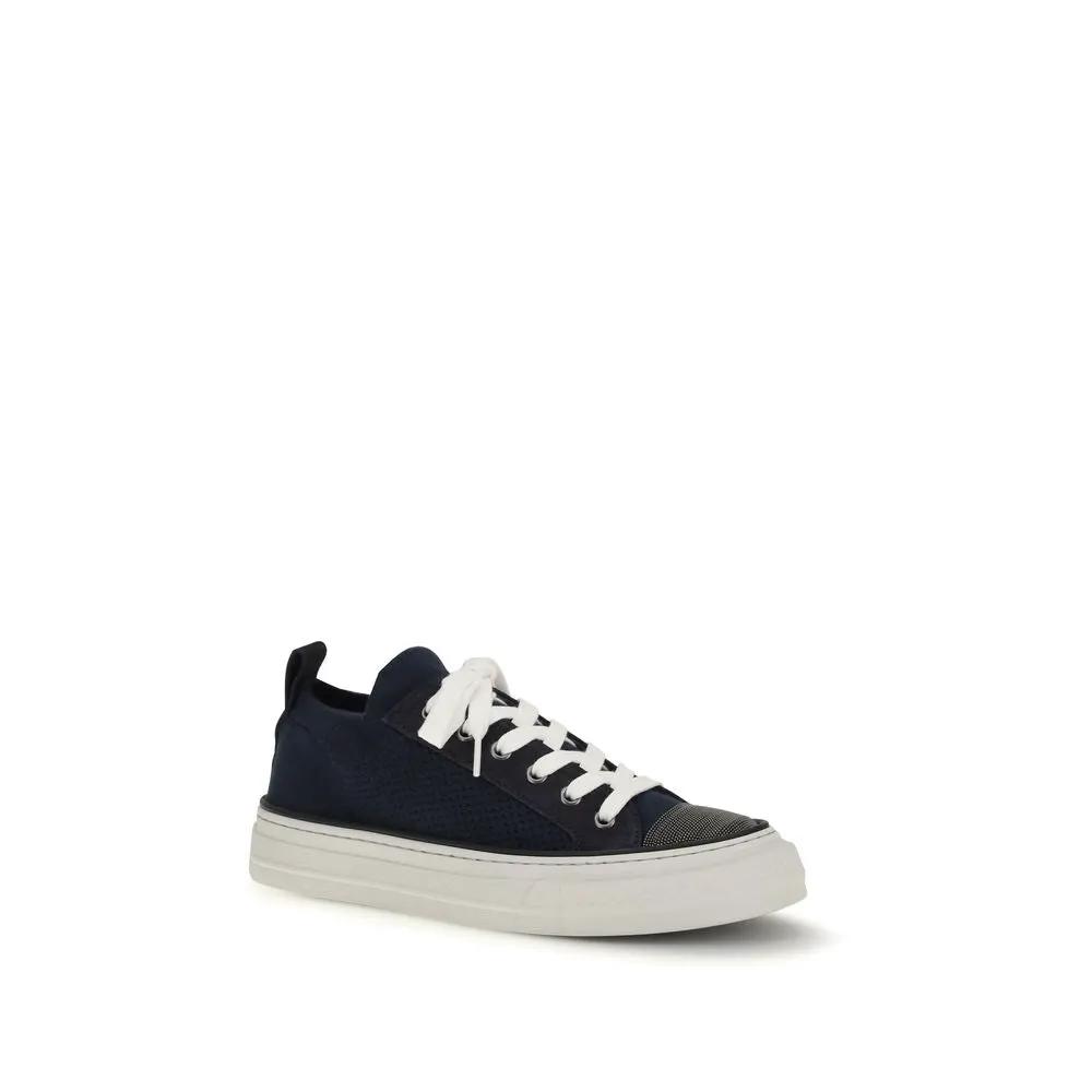 Baskets basses en coton noir Brunello Cucinelli