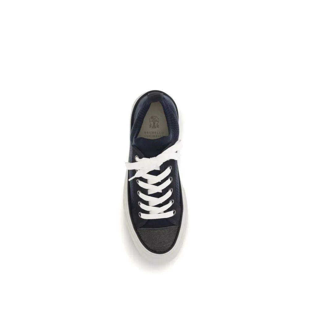 Baskets basses en coton noir Brunello Cucinelli