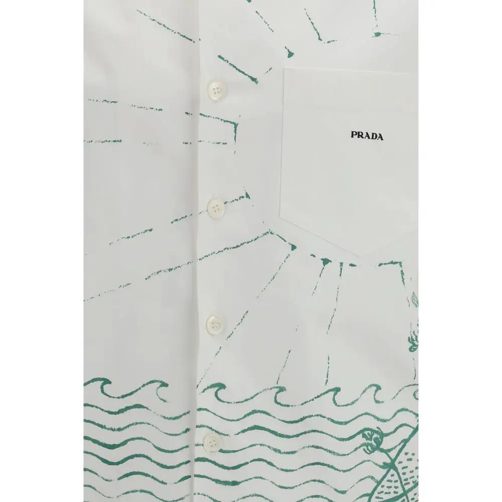 Chemise Prada blanche en coton à motifs