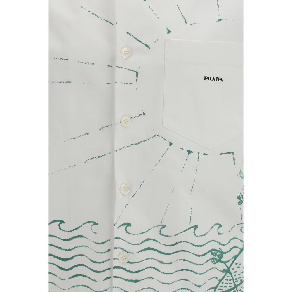 Chemise Prada blanche en coton à motifs