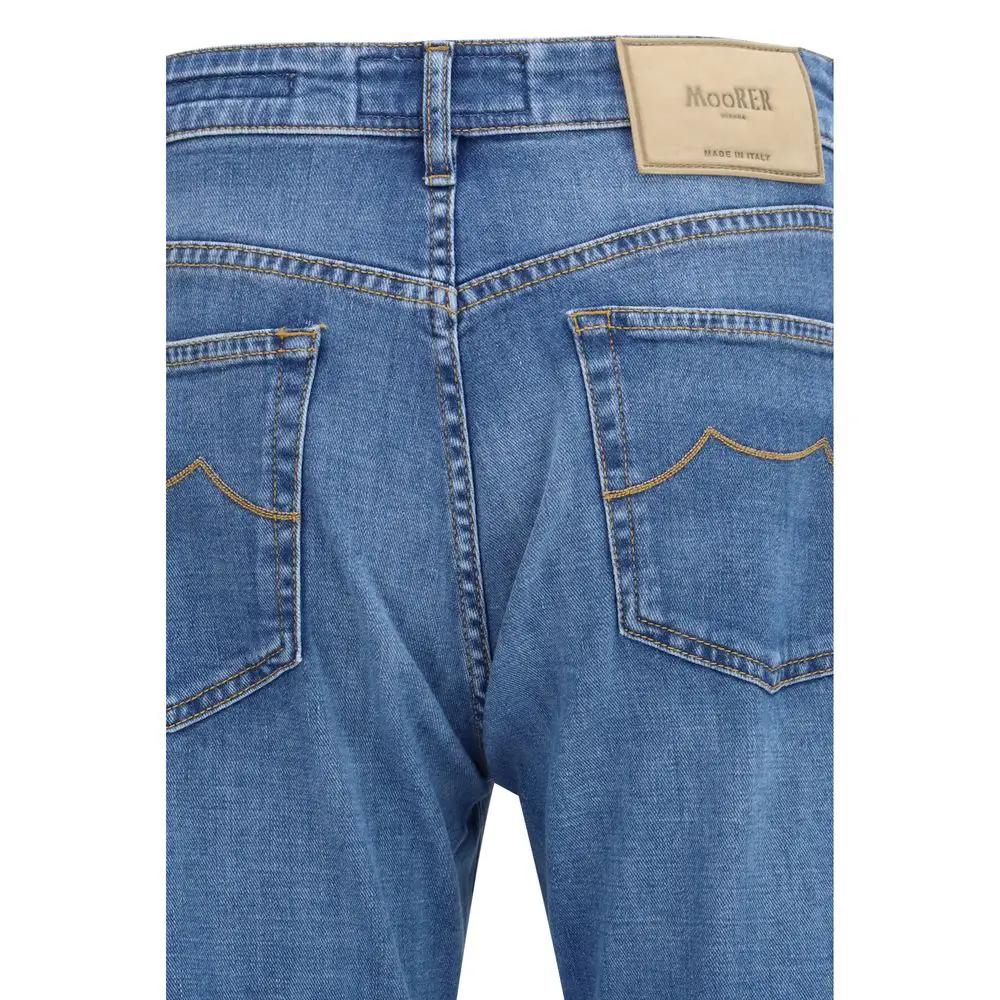 Men’s Blue Straight-Leg Jeans – MooRER Milton-15 Stretch Denim SS26