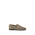 Mocassins à enfiler Bos Taurus en cuir de veau beige Brunello Cucinelli